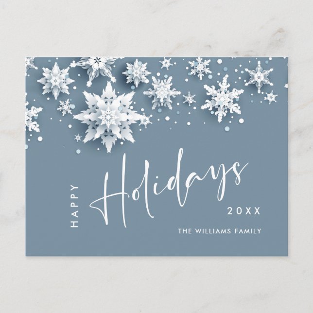 Elegante Moderne Schneeflocken Weihnachten Postkarte (Vorderseite)