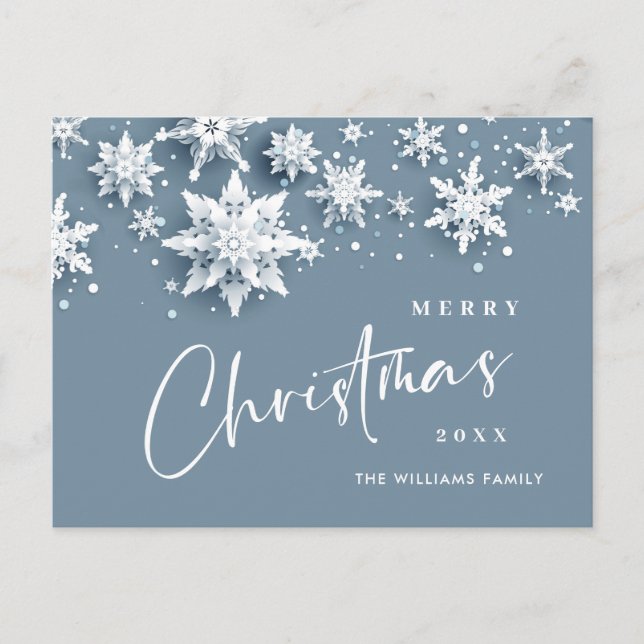 Elegante Moderne Schneeflocken Weihnachten Postkarte (Vorderseite)