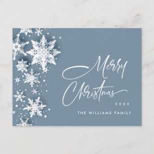 Elegante Moderne Schneeflocken Weihnachten Postkarte