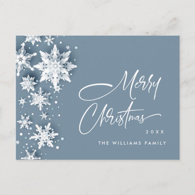 Elegante Moderne Schneeflocken Weihnachten Postkarte (Vorderseite)