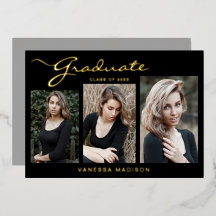 Elegante moderne Schrift | 3 Foto Grad Bekanntgabe