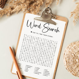 Elegante moderne Schrift | Bridal Word Search Game