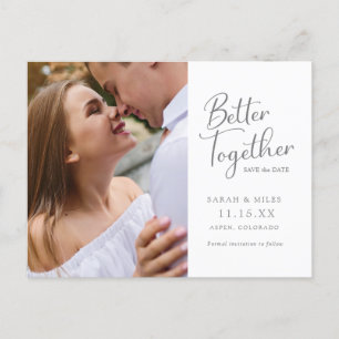 Elegante moderne Schrift Foto-Hochzeit Ankündigungspostkarte