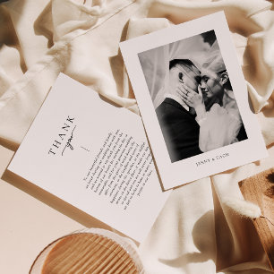 Elegante moderne Schrift Hochzeit Dankeskarte