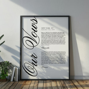 Elegante moderne Schrift Hochzeitsgelübde Poster
