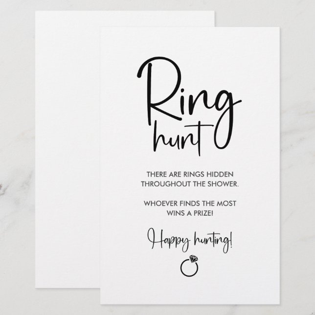 Elegante moderne Schrift | Ring Hunt Game Sing (Vorne/Hinten)