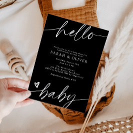 Elegante moderne Schrift Schwarz-Weiß-Baby-Party Einladung