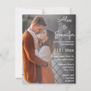 elegante, moderne Schrift verblasst Foto Hochzeit Einladung
