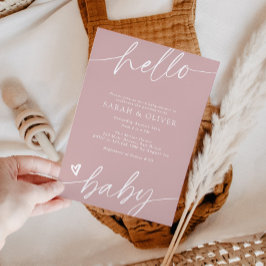 Elegante moderne Schriftart Dusty Pink Babyparty Einladung