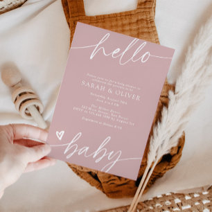 Elegante moderne Schriftart Dusty Pink Babyparty Einladung