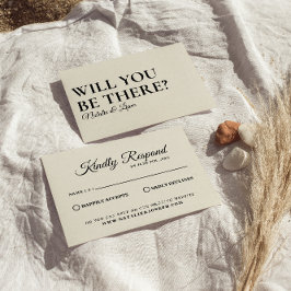 Elegante Moderne Schwarz & Creme Retro Bold Weddin RSVP Karte
