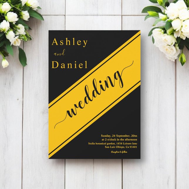 Elegante moderne Schwarz-Gold Delikatessen Einladung (Von Creator hochgeladen)