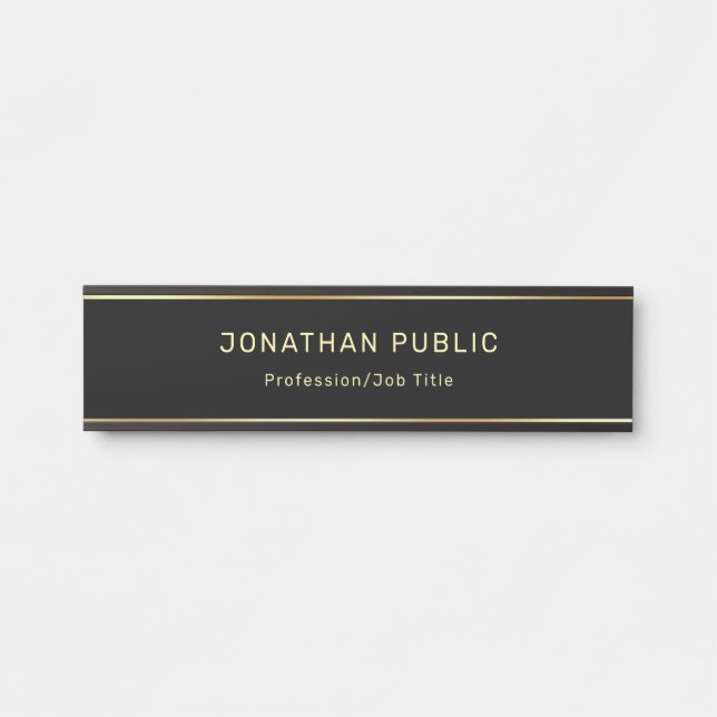 Elegante moderne Schwarz-Gold-Glamour-Vorlage Türschild (Vorderseite )