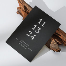 Elegante, moderne, schwarz-minimalistische Hochzei Save The Date