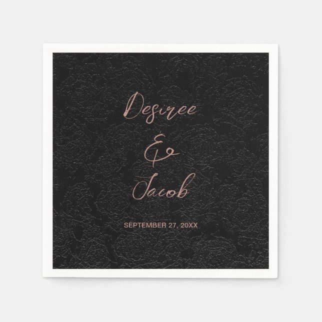 Elegante Moderne Schwarz und Rose Gold Einfache Bl Serviette (Vorderseite)