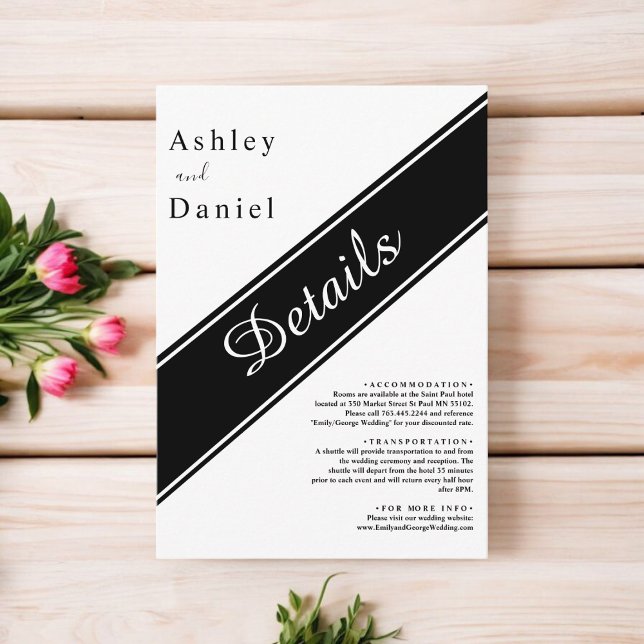 Elegante, moderne Schwarz-Weiß-Delikatesse Begleitkarte (Von Creator hochgeladen)