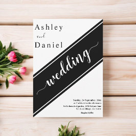 Elegante, moderne Schwarz-Weiß-Delikatesse Einladung