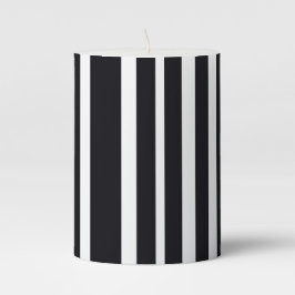 Elegante moderne, schwarz-weiß gestreifte Kunstfor Stumpenkerze