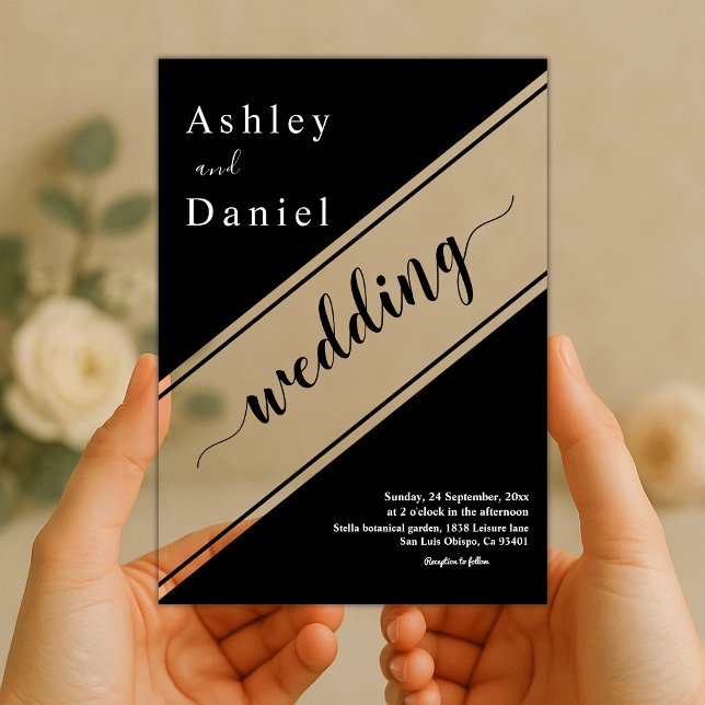 Elegante, moderne Schwarz-Weiß-Hochzeit Acryleinladungen (Von Creator hochgeladen)