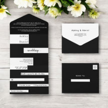 Elegante, moderne Schwarz-Weiß-Hochzeit