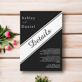 Elegante, moderne Schwarz-Weiß-Hochzeit Begleitkarte