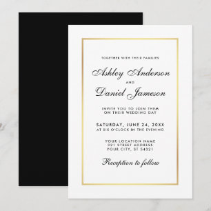 Elegante, moderne Schwarz-Weiß-Hochzeit Einladung