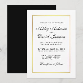 Elegante, moderne Schwarz-Weiß-Hochzeit Einladung