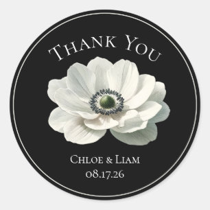 Elegante Moderne Schwarz-Weiß-Hochzeit Runder Aufkleber