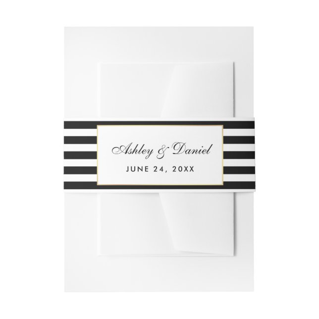 Elegante Moderne Schwarz-Weiß-Hochzeit S Einladungsbanderole (Vorderseite Beispiel)
