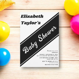 Elegante moderne, schwarz-weiß-schicke Babydusche Einladung