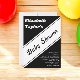 Elegante moderne, schwarz-weiß-schicke Babydusche Einladung