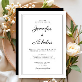 Elegante moderne Schwarz-Weiß-Schrift-Hochzeit Einladung
