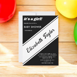 Elegante moderne, schwarz-weiß-stilvolle Babydusch Einladung