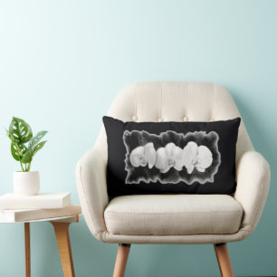 Elegante moderne Schwarz-weiße Aquarellblüte Lendenkissen
