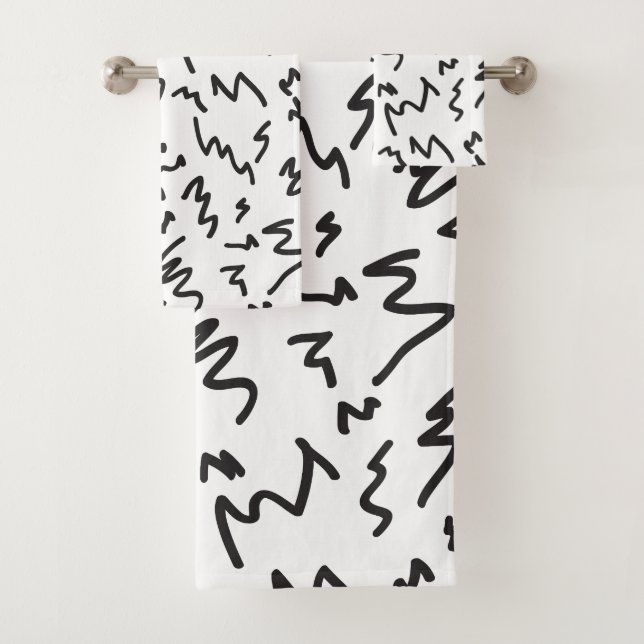 Elegante moderne, schwarz-weiße Badetücher Badhandtuch Set (Insitu)