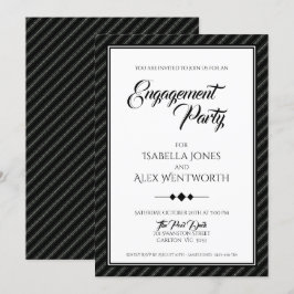 Elegante moderne schwarz-weiße Engagement-Partei Einladung