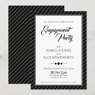 Elegante moderne schwarz-weiße Engagement-Partei Einladung