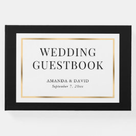 Elegante Moderne Schwarz-weiße Hochzeit Gästebuch
