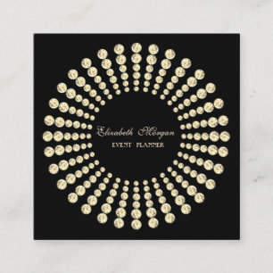 Elegante moderne, schwarze, goldene Diamanten Quadratische Visitenkarte