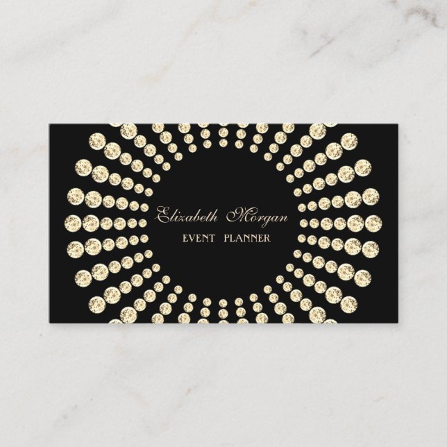 Elegante moderne, schwarze, goldene Diamanten Visitenkarte (Vorderseite)