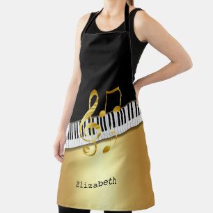 Elegante moderne schwarze goldene Noten, Klavierta Schürze