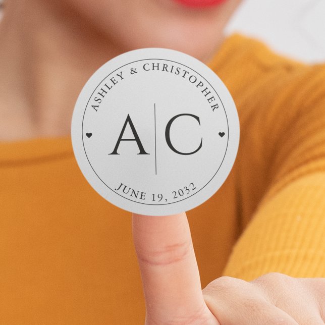 Elegante Moderne Schwarze Hochzeit Runder Aufkleber (Von Creator hochgeladen)