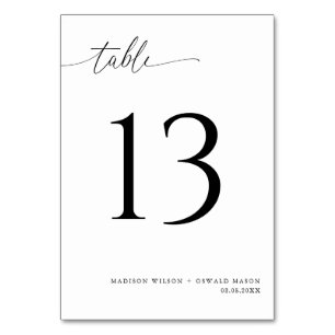 Elegante moderne Schwarze Kalligraphie Hochzeit 13 Tischnummer