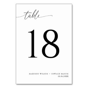 Elegante moderne Schwarze Kalligraphie Hochzeit 18 Tischnummer
