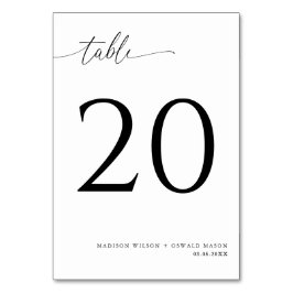 Elegante moderne Schwarze Kalligraphie Hochzeit 20 Tischnummer