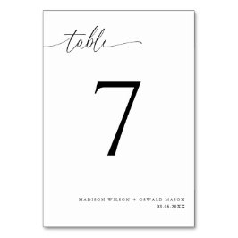 Elegante Moderne Schwarze Kalligraphie Hochzeit 7 Tischnummer