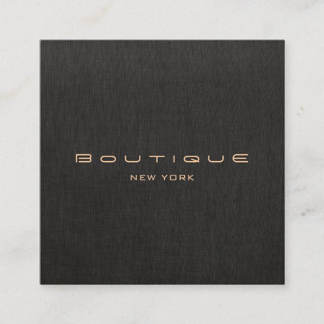 Elegante Moderne Schwarze Linen Beruflich Quadratische Visitenkarte (Vorderseite)