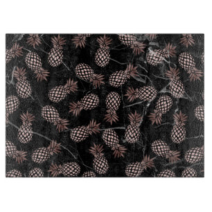 elegante moderne schwarze MarmorRosengoldananas Schneidebrett