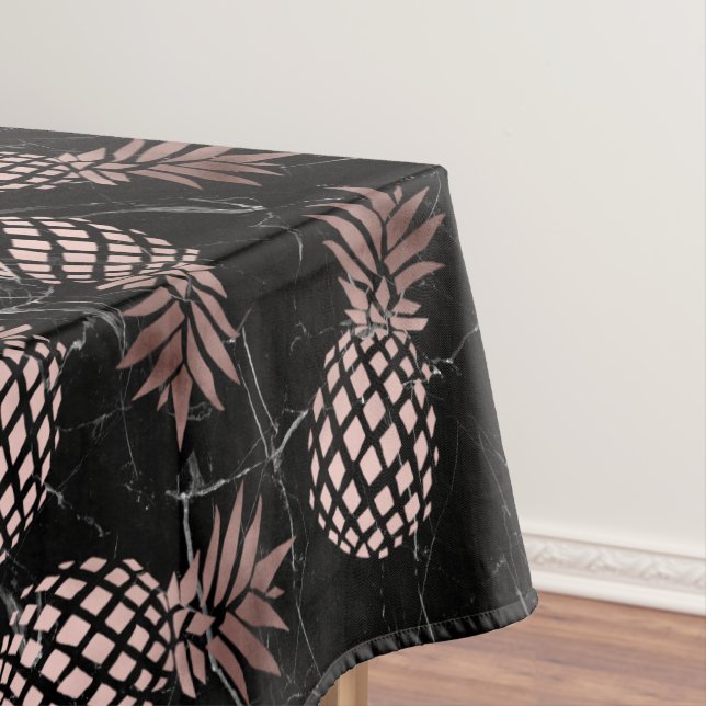 elegante moderne schwarze MarmorRosengoldananas Tischdecke (Beispiel)