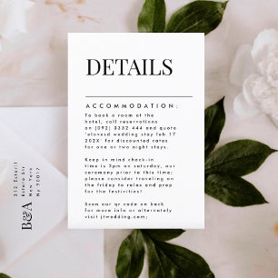 Elegante, moderne schwarze Namen Unterkunft Detail RSVP Karte